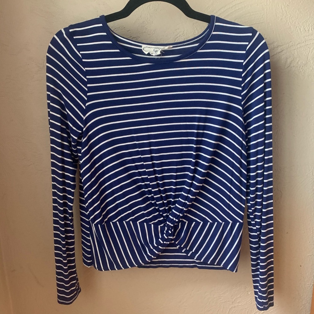 Blue and white striped long sleeve